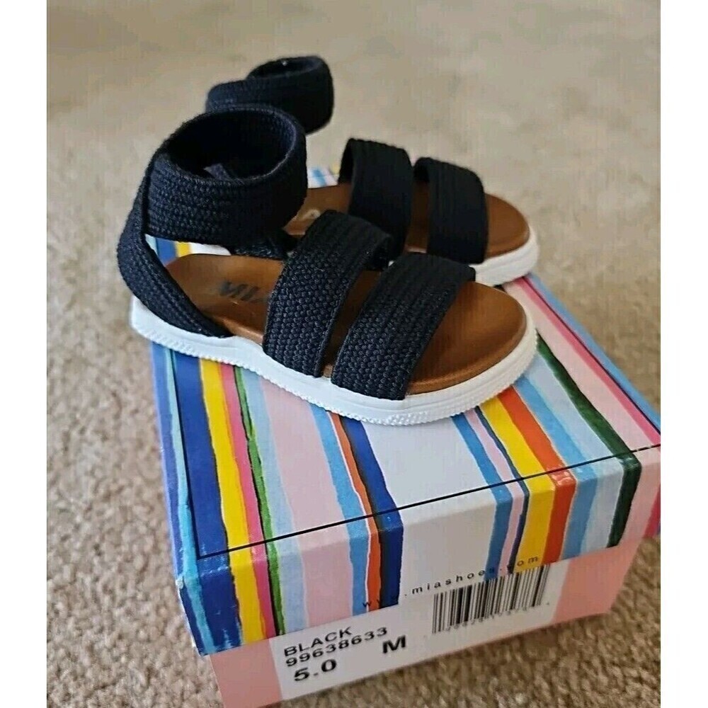 MIA Baby Girls Tierraa Sandal - Black- Size 5- NEW